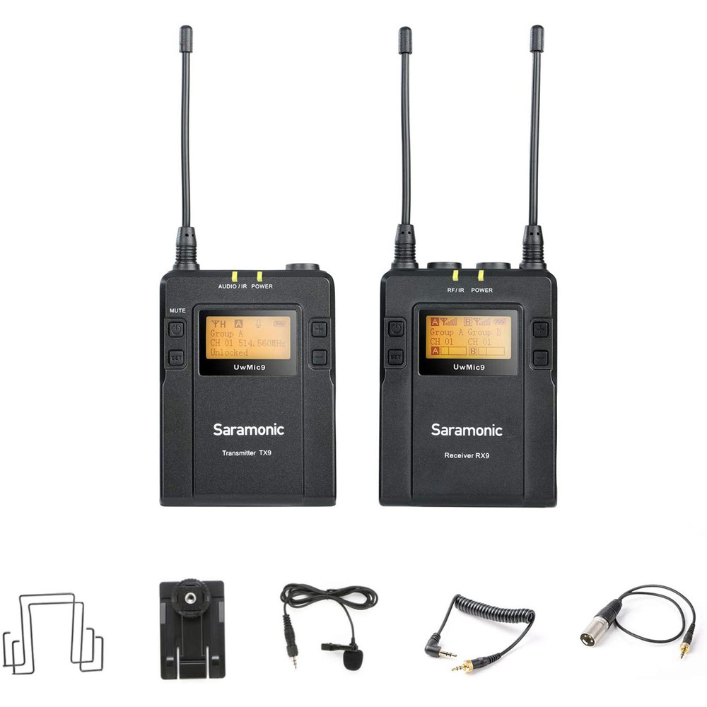 Saramonic UwMic9 RX9+TX9 Wireless UHF Lavalier Microphone System with Dual-Channel Camera-Mountable Receiver (Open Box)