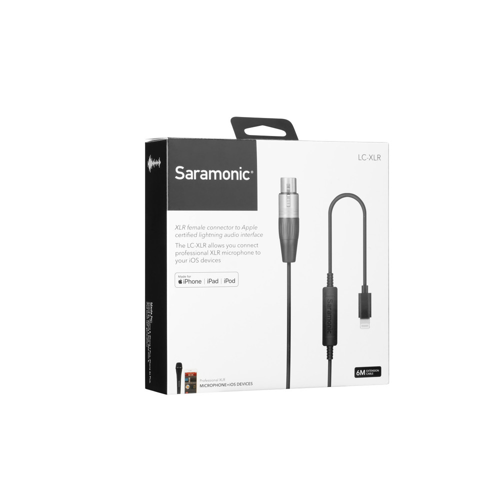 Saramonic LC-XLR XLR Female to Apple Lightning Microphone Interface Cable for iPhone & iPad 19.7' (6m) (Open Box)
