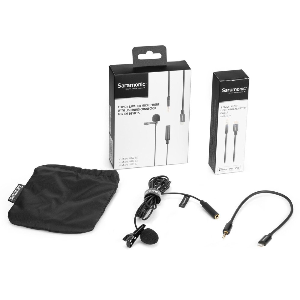 Saramonic LavMicro U1A Clip-On Lavalier Microphone with 6.6' (2m) Cable & Lightning Adapter for iPhone & iPad (Open Box)