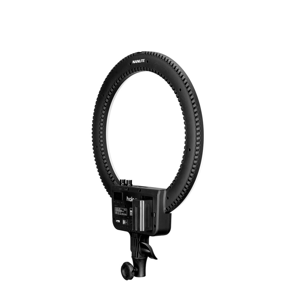 Nanlite Halo 16 Bicolor 16in LED AC/Battery Ring Light with USB Power Passthrough Base Kit