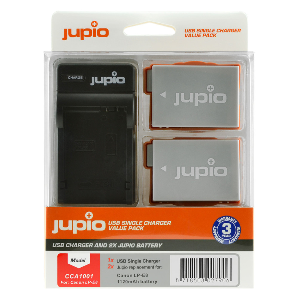 Jupio Jupio Value Pack: 2x Battery LP-E8 1120mAh + USB Single Charger