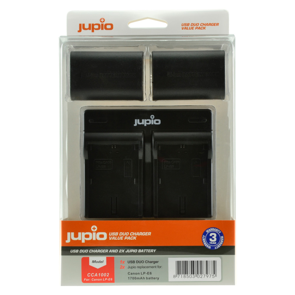 Jupio Value Pack: 2x Battery LP-E6 1700mAh + USB Dual Charger (Open Box)