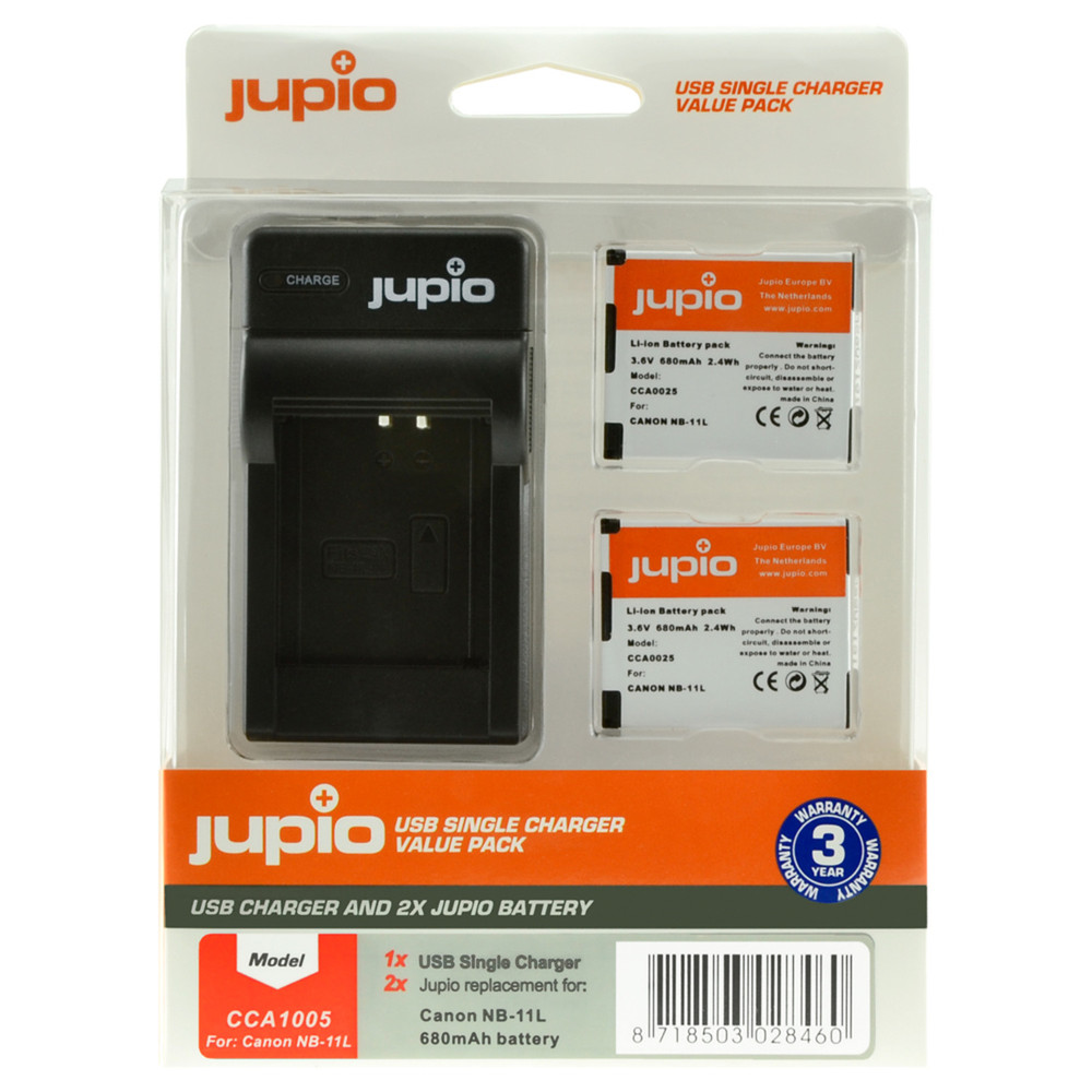 Jupio Value Pack: 2x Battery NB-11L + USB Single Charger (Open Box)