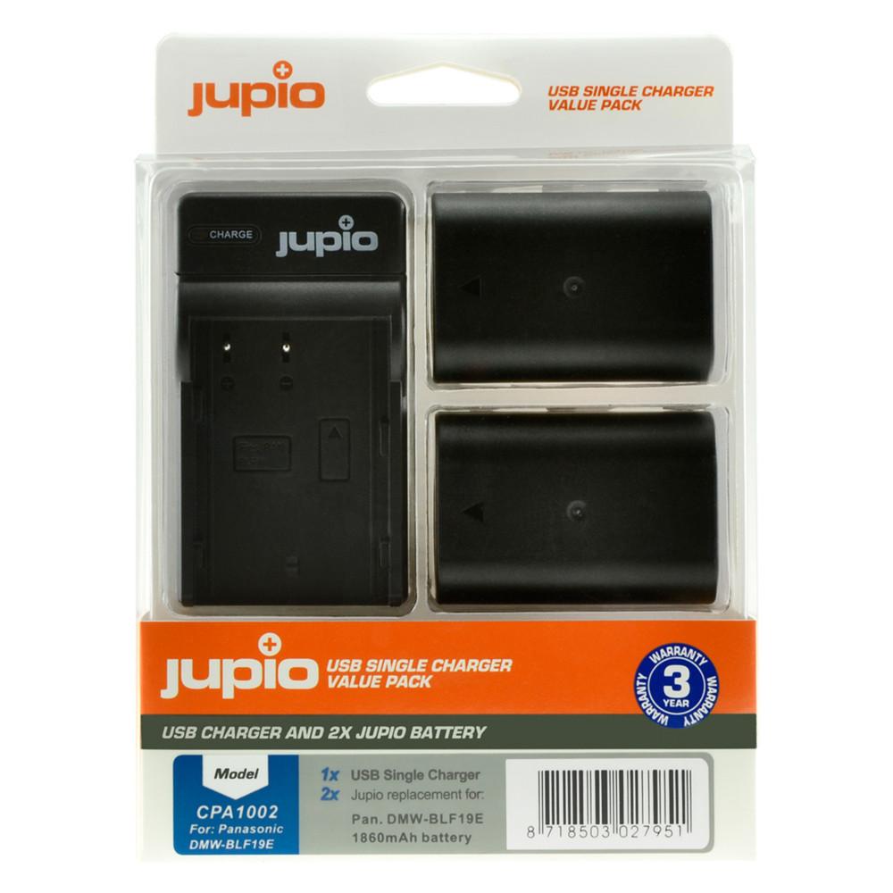 Jupio Value Pack: 2x Battery DMW-BLF19E 1860mAh + USB Single Charger (Open Box)