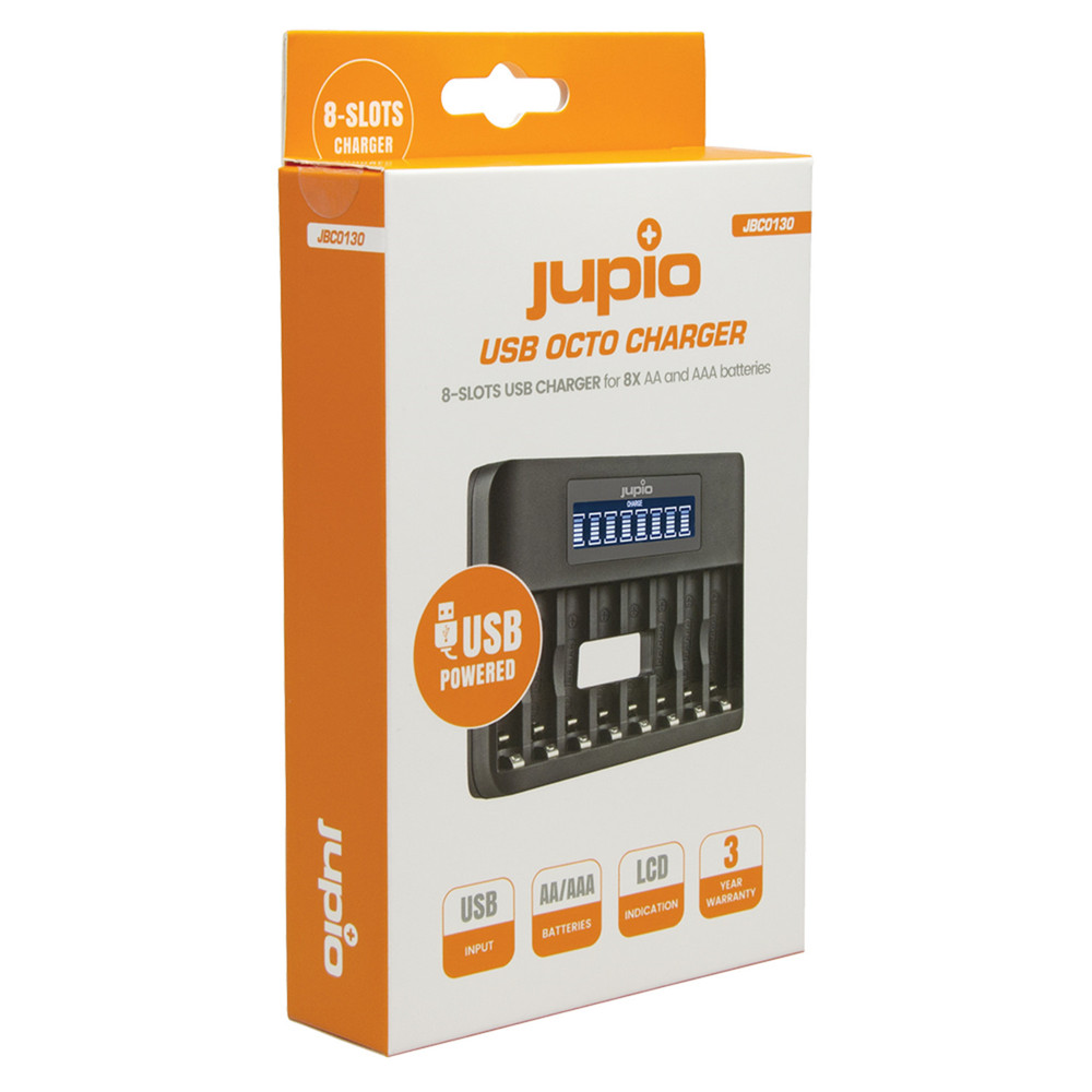 Jupio USB 8-slots Octo Battery Charger LCD (Open Box)