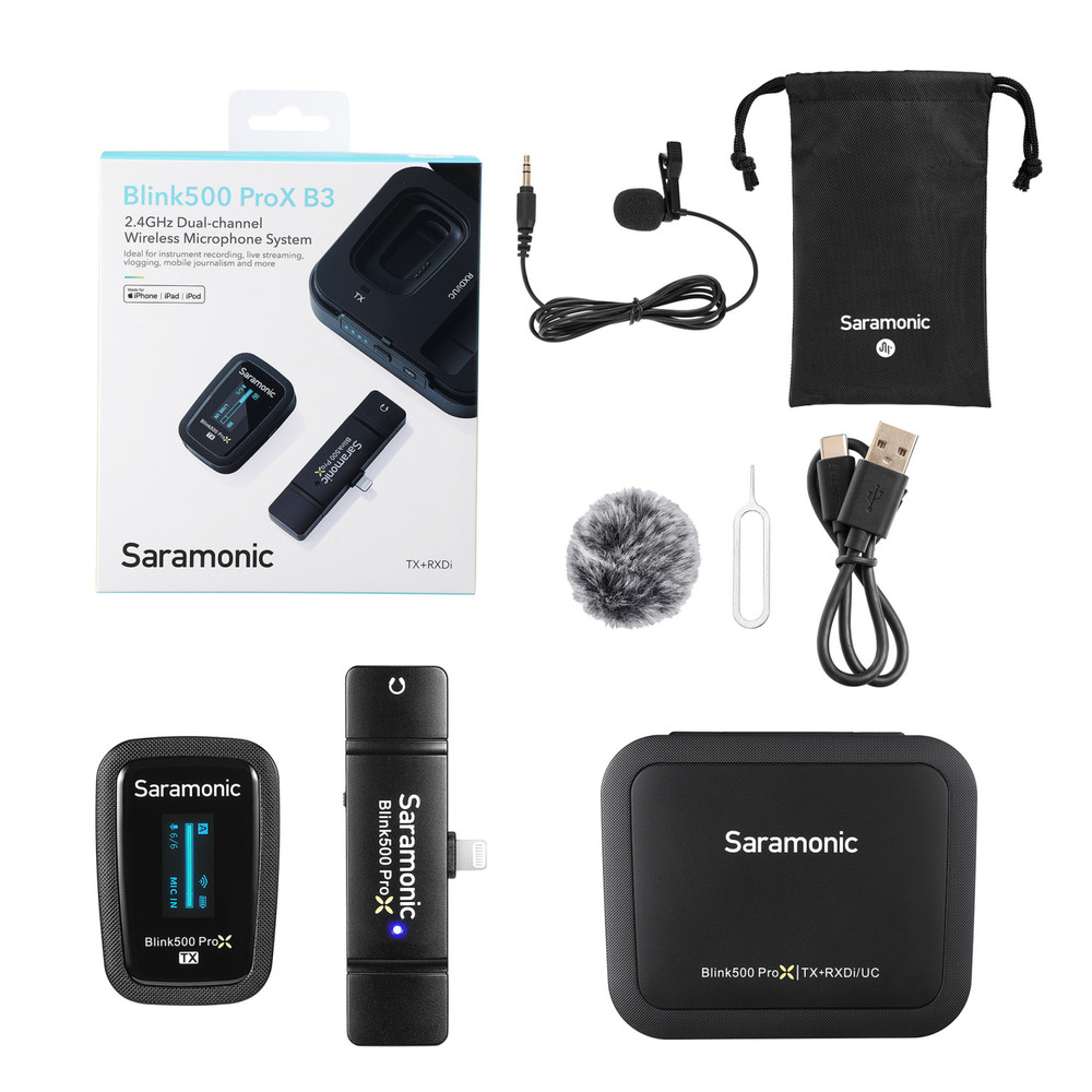 Saramonic Blink 500 ProX B3 Wireless Clip-On Mic System with Lavalier & Lightning Receiver for iPhone & iPad