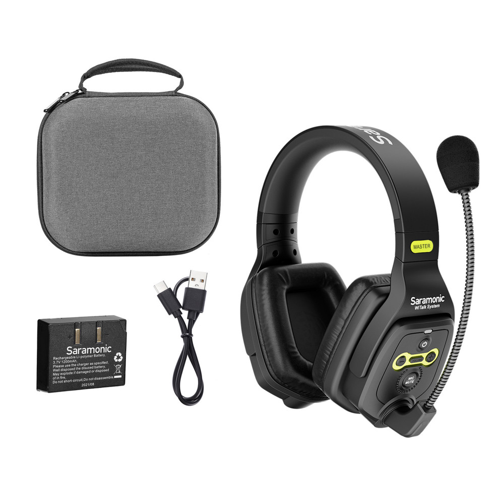 Saramonic WiTalk-DMH Dual-Ear Wireless Intercom Master Headset for the WiTalk Intercom System & Carry Case