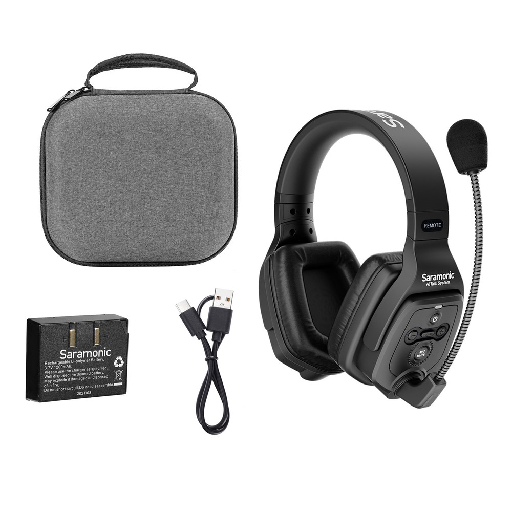 Saramonic WiTalk-DRH Dual-Ear Wireless Intercom Remote Headset for the WiTalk Intercom System & Carry Case