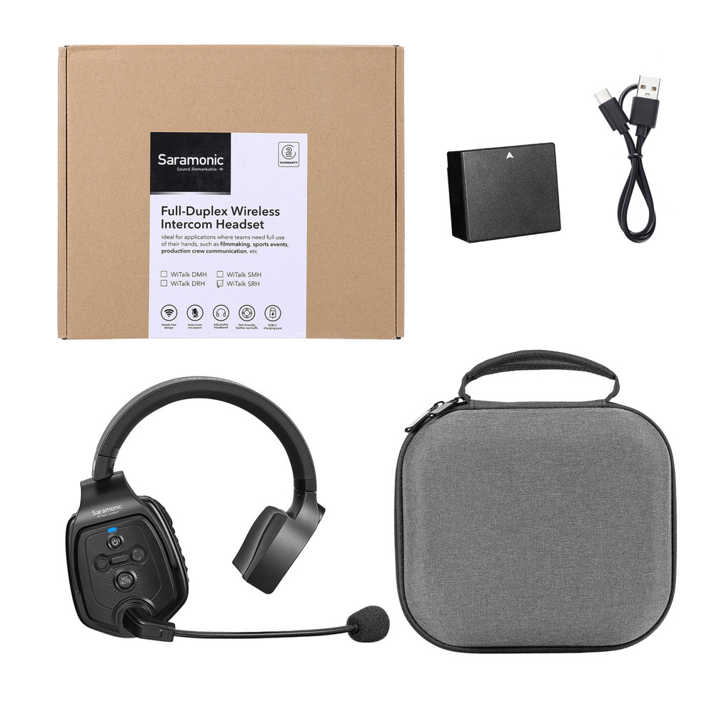 Saramonic WiTalk-SRH Single-Ear Wireless Intercom Remote Headset for the WiTalk Intercom System & Carry Case