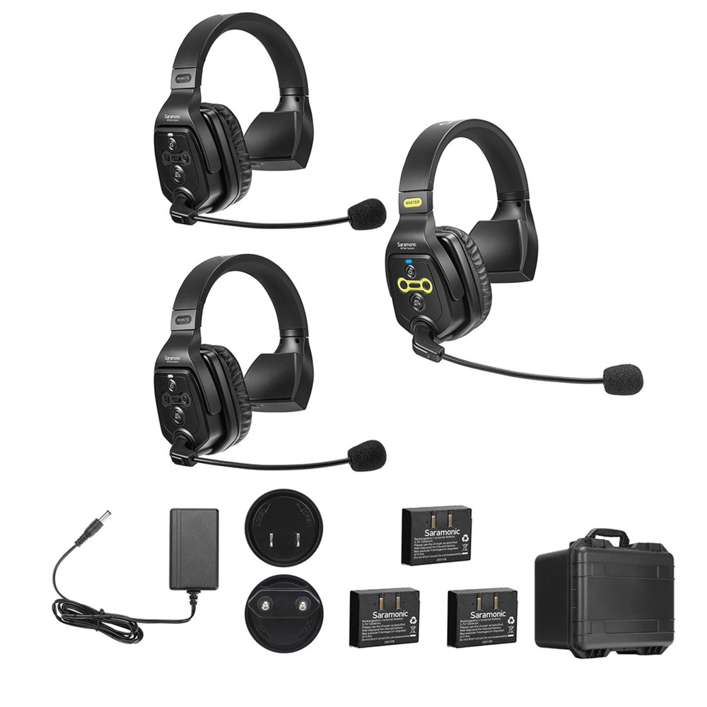 Saramonic WiTalk-WT3S 3-Person Full-Duplex 1.9GHz Wireless Single-Ear Headset Intercom System with Hard Case