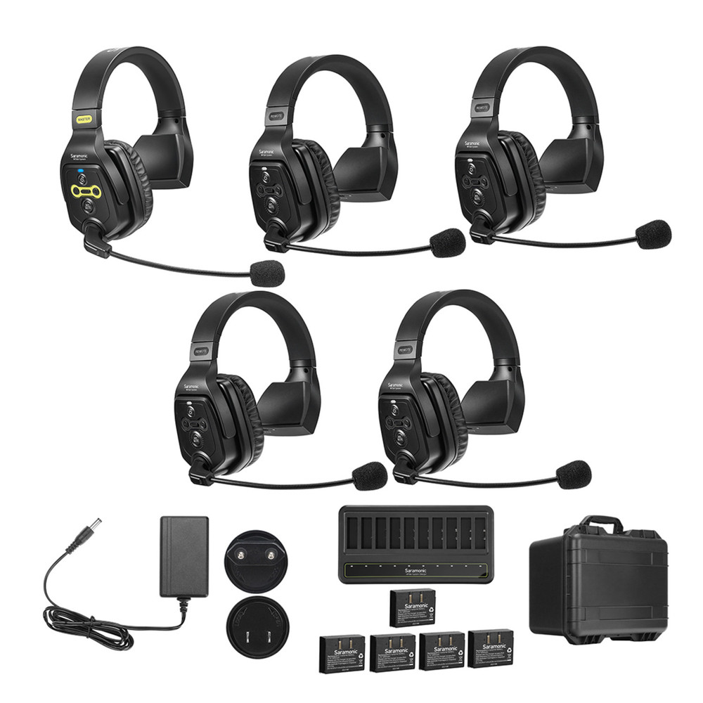 Saramonic WiTalk-WT5S 5-Person Full-Duplex 1.9GHz Wireless Single-Ear Headset Intercom System with Hard Case