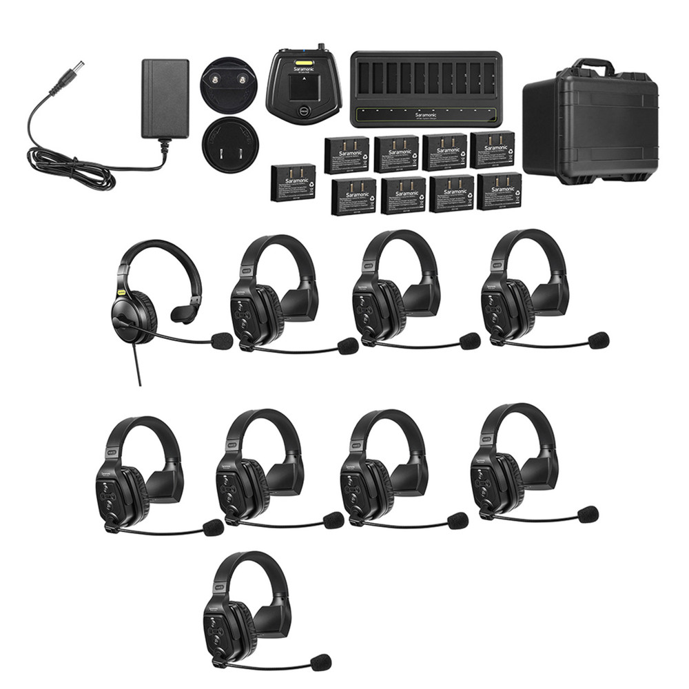 Saramonic WiTalk-WT9S 9-Person Full-Duplex 1.9GHz Wireless Single-Ear Headset Intercom System with Hub & Case