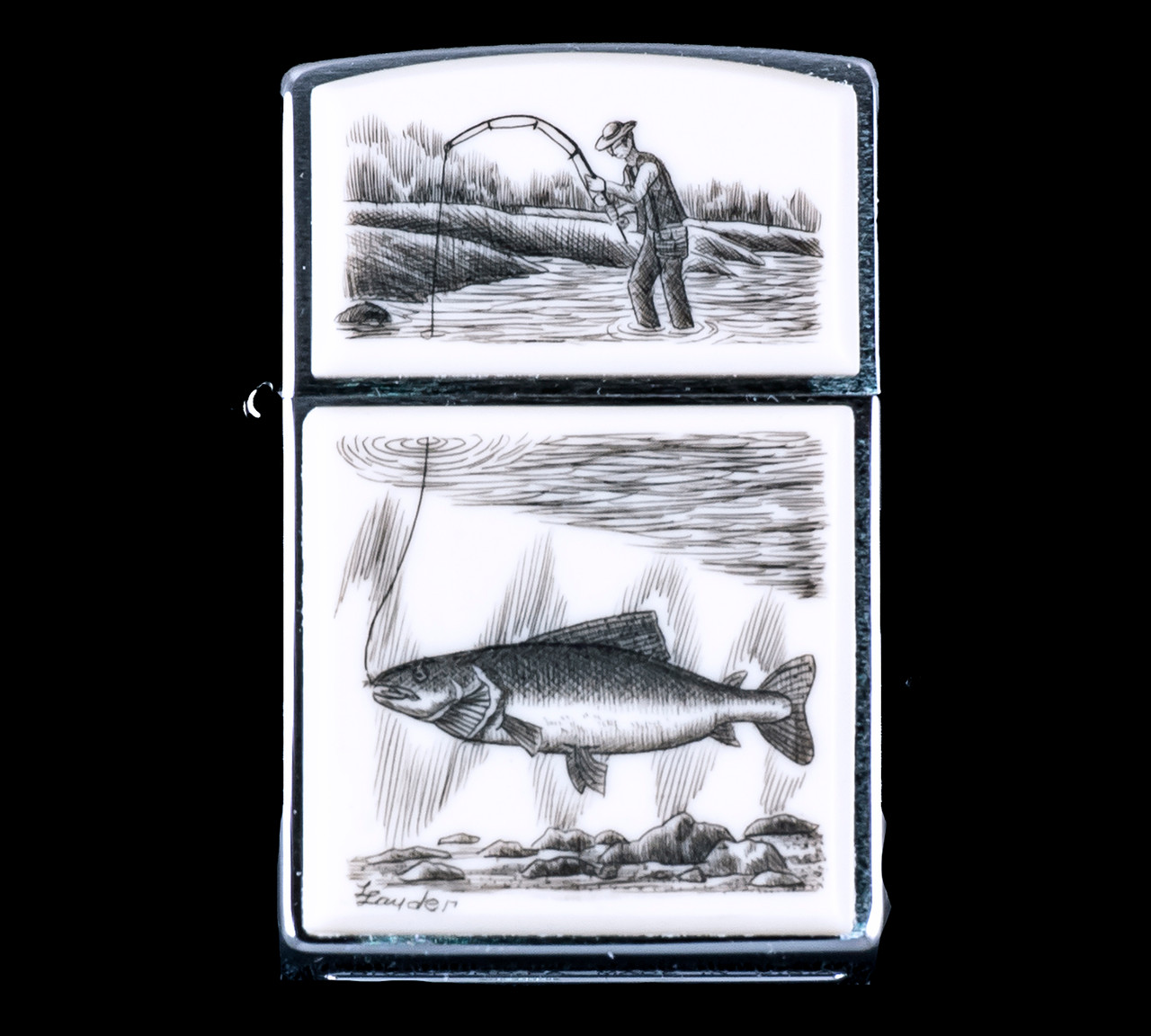 Dry Fly Fishing Brown Trout Zippo Lighter