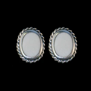 Oval Mammoth Ivory with Sterling Silver Rope Earring