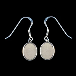 Oval Mammoth Ivory Sterling Silver Cup French Wire Earring