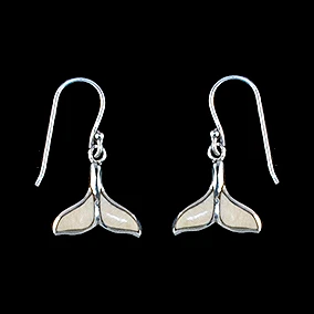 Whale Tail Mammoth Ivory Sterling Silver French Wire Earring