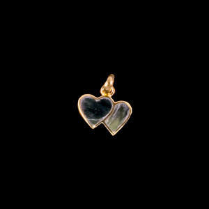 Small Double Heart Shaped Alaskan Jade 14K Gold Pendant | F&F Inc.This elegant small double heart shaped Alaskan Jade tusk is inlayed into a 14K Gold pendant.  This pendant comes with an 18" 14K Gold chain.  The dimensions of the Alaskan Jade pendant is approximately .41" x .63".  The product id # is PJ-1062-G