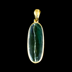 PJ-1076-G Narrow Oval Jade 14K Gold Pendant | F&F Inc.