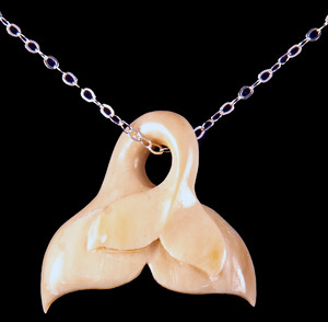 Hand Carved Mammoth Double Whale Tail Pendant