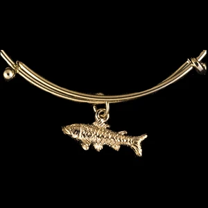 Gold Fish Charm Adjustable Wire Bracelet