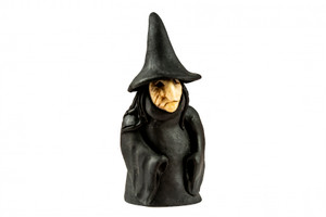 This is a beautiful hand carved eco-ivory Witch Statue.  The dimensions of the Witch Statue are 1.41" x 3.19" x 1.81".  The SKU is C-66.

This unique Witch Statue will make a great addition to any room in the house.  You can place it on any flat surface to display, or a great gift for children to have.

This piece was originally hand carved by Sheryl Tray, an artist located in Hawaii.  The artwork you see here is a memory, captured in clay by Sheryl in her many travels.  The clay original, sculpted in her small studio in Honolulu, is sent to a sent to us to be cast in either metal or resin and presented here for you to enjoy.  Please take a piece home for yourself, or as a present for a special friend who loves and values the great outdoors as much as Sheryl.
