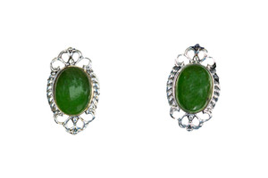 Classic Round Oval Alaskan Jade with Unique Sterling Silver Design Earring | F&F Inc.

This stunning classic round oval Alaskan Jade piece is inlayed into a elegant Sterling Silver post earring.  The measurements of the earrings are approximately .68" x .41".  The product ID is EJ-1227-S.

Genuine Jade (nephrite) is a fascinating gemstone and the state gem of Alaska. In prehistoric times, prized for its toughness, jade was used to make weapons, tools and later simple ornaments. Jade purportedly can protect you from evil, attract love and of course bring you good luck. It is now regarded as a symbol of energy and beauty. Stimulating creativity and mental agility along with harmony and balance. The jade we use comes from the Nana Region of Alaska.

Enjoy your unique piece of history!

Features:
Alaskan Jade
Classic Round Oval Jade
Sterling Silver
Post Closure
Sterling Silver
Lifetime Guarantee!!