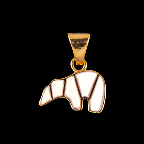 This lovely bear shape is inlayed into a 14K Gold pendant.