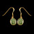 This trendy Oval Shaped Alaskan Jade piece is inlaid into a 14K Gold french wire earring.  The measurements of the earrings are approximately .375 x .380"