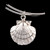 NC 07-106-S Silver Scallop Shell Charm Adjustable Wire Bracelet ZOOM