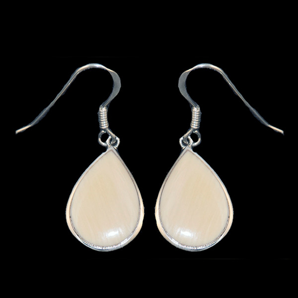 Teardrop Mammoth Ivory with Sterling Silver Earring