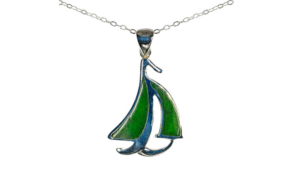 Sail Boat Alaskan Jade Sterling Silver Pendant | F&F Inc.
This stunning sail boat shaped Alaskan Jade is inlayed into a sterling silver pendant.  This pendant comes with an 18" Sterling Silver chain.  The dimensions of the Alaskan Jade pendant is approximately 1.10" .72".  The product id # is PJ-1068-S.
Genuine Jade (nephrite) is a fascinating gemstone and the state gem of Alaska. In prehistoric times, prized for its toughness, jade was used to make weapons, tools and later simple ornaments. Jade purportedly can protect you from evil, attract love and of course bring you good luck. It is now regarded as a symbol of energy and beauty. Stimulating creativity and mental agility along with harmony and balance. The jade we use comes from the Nana Region of Alaska.
All pendants come boxed with a Alaskan Jade story card.
Enjoy your unique piece of history!
Features
Alaskan Jade
Sail Boat Shaped
18" Sterling Silver chain
Sterling Silver
Lifetime Guarantee!! Sail Boat Alaskan Jade Sterling Silver Pendant | F&F Inc.
This stunning sail boat shaped Alaskan Jade is inlayed into a sterling silver pendant.  This pendant comes with an 18" Sterling Silver chain.  The dimensions of the Alaskan Jade pendant is approximately 1.10" .72".  The product id # is PJ-1068-S.
Genuine Jade (nephrite) is a fascinating gemstone and the state gem of Alaska. In prehistoric times, prized for its toughness, jade was used to make weapons, tools and later simple ornaments. Jade purportedly can protect you from evil, attract love and of course bring you good luck. It is now regarded as a symbol of energy and beauty. Stimulating creativity and mental agility along with harmony and balance. The jade we use comes from the Nana Region of Alaska.
All pendants come boxed with a Alaskan Jade story card.
Enjoy your unique piece of history!
Features
Alaskan Jade
Sail Boat Shaped
18" Sterling Silver chain
Sterling Silver
Lifetime Guarantee!!