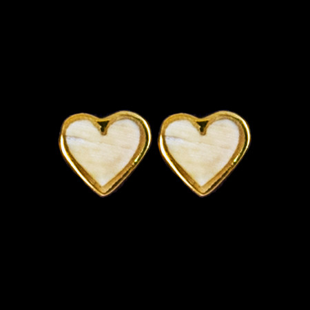 Small Heart Mammoth Ivory 14K Gold Cup Earring