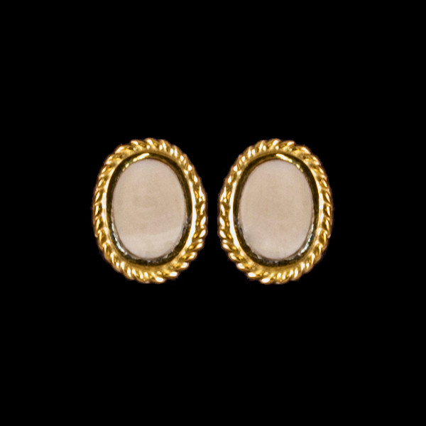 Oval Mammoth Ivory with 14K Gold Rope Earring
