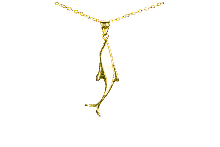 Dolphin Mammoth Sterling Silver Pendant | F&F Inc.

This unique medium dolphin shape is inlayed into a 14K Gold pendant.  This pendant comes with an 18" 14K Gold chain.  The dimensions of the mammoth pendant tusk is approximately 1.38" x .35".  The product id # is PM-1067-G.

It is a 14K plate on sterling silver. The plating is with 30mils of 14k gold. Typically plating is done with 3mils of gold. We work with the extra gold plating to ensure your beautiful jewelry piece will have a strong gold color for years to come!! 

The pre-historic Mammoth tusks are found as a bi - product of the gold mining industry in Alaska. They are carbon dated to be approximately 25,800 years old.  The color of your mammoth tusk may vary due to the minerals in the ground water where the tusks are buried.  The varying color of the mammoth tusks make each piece of jewelry unique. Cracks and splits in the ivory occur naturally due to it’s great age.  Our materials are considered eco-friendly because no animals were harmed in the making of this beautiful piece of jewelry. 

All pendants come boxed with a Mammoth Ivory story card.

Enjoy your unique piece of history!

Due to State law, the sale of antique Mammoth Ivory is not allowed to be sold in the following states. California, Hawaii, Nevada, New Jersey, New York, and Oregon.  If the product is to be shipped to these states, the order will be cancelled and you will be notified!

Features
Antique Mammoth Tusk from Alaska
Dolphin Shaped
18" 14K Gold ch aain
14K Gold
Custom Artwork is available
Lifetime Guarantee!!