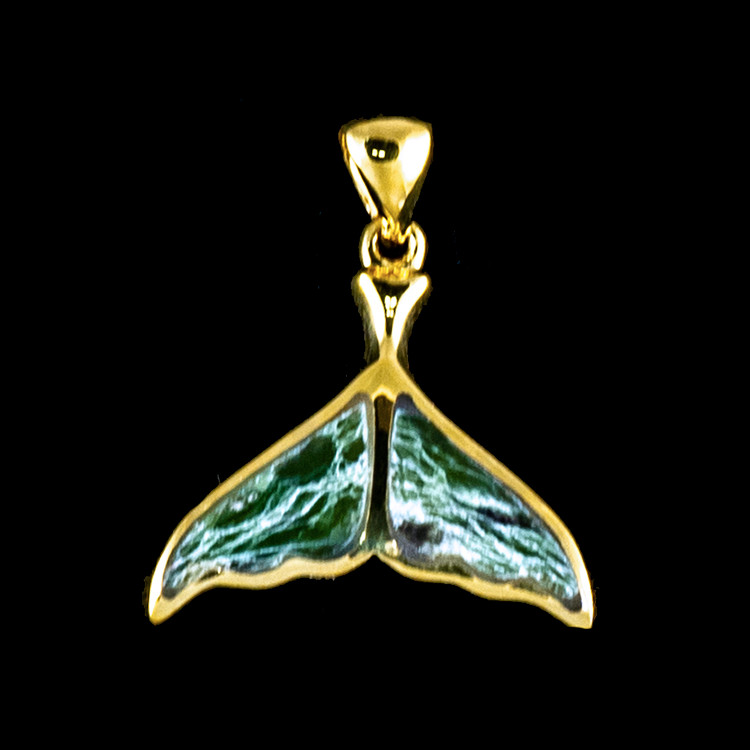 PJ-1066-G Medium Jade Whale Tail 14K Gold Pendant | F&F Inc.
