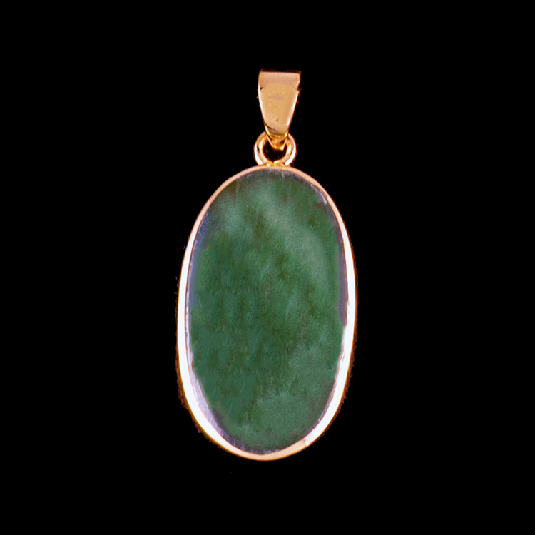 PJ-1075-G Medium Oval Jade 14K Gold Pendant | F&F Inc.