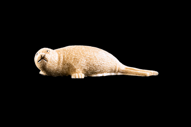 Hand Carved Eco Ivory Large Seal Statue | F&F Inc.