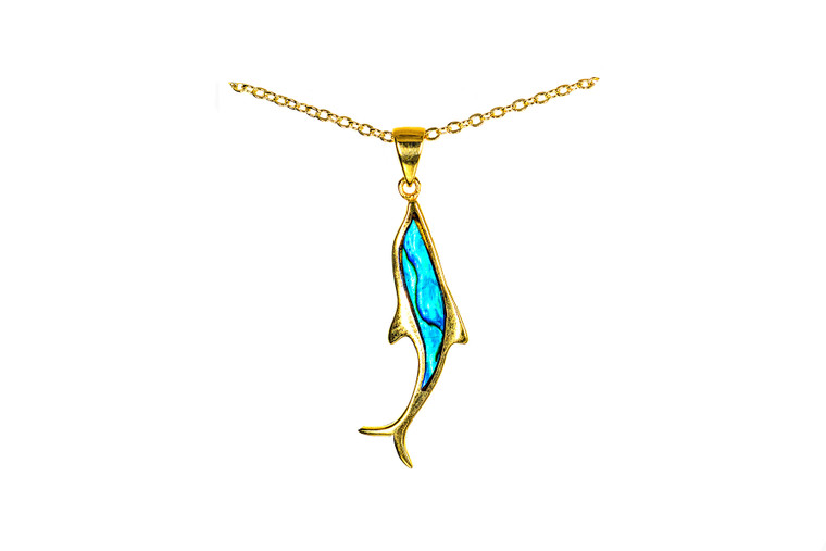 Dolphin Mammoth 22K Gold Plate Pendant | F&F Inc.

This unique dolphin shaped Northern Lights is inlayed into a 22K Gold Plate pendant.  This pendant comes with an 18" 22K Gold Plate chain.  The dimensions of the Northern Lights pendant is approximately .58" x .50".  The product id # is PNL-1067-G

This is our line of PĀUA Shell Jewelry.  In New Zealand, abalone is called pāua or blackfoot pāua is the ubiquitous New Zealand pāua the highly polished nacre of which is extremely popular as souvenirs with its striking blue, green, and purple iridescence that allows for the stunning jewelry.

It is a 22K plate on sterling silver. The plating is with 30mils of 14k gold. Typically plating is done with 3mils of gold. We work with the extra gold plating to ensure your beautiful jewelry piece will have a strong gold color for years to come!!  

Enjoy your unique piece of jewelry!

Features
Northern Lights
Paua Shell
Dolphin Shaped
18" 22K Gold Plate Cable Chain
22K Gold Plate
Sterling Silver Base Metal
Lifetime Guarantee!!