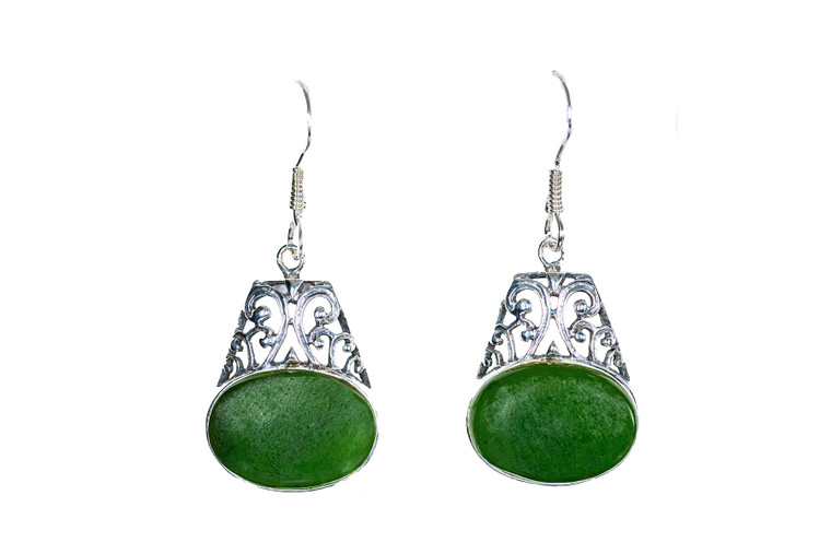 Elegant Oval Alaskan Jade Sterling Silver French Wire Earring | F&F Inc.

This elegant whale tail shaped Alaskan Jade piece is inlayed into a Sterling Silver french wire earring.  The measurements of the earrings are approximately .64" x .82".  The product ID is EJ-1224-S.

Genuine Jade (nephrite) is a fascinating gemstone and the state gem of Alaska. In prehistoric times, prized for its toughness, jade was used to make weapons, tools and later simple ornaments. Jade purportedly can protect you from evil, attract love and of course bring you good luck. It is now regarded as a symbol of energy and beauty. Stimulating creativity and mental agility along with harmony and balance. The jade we use comes from the Nana Region of Alaska.

Enjoy your unique piece of history!

Features:
Alaskan Jade
Elegant Oval Design
French Wire
Sterling Silver
Lifetime Guarantee!!