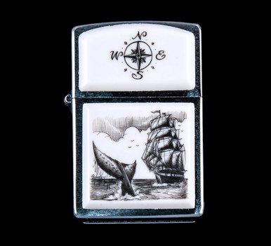 Ship and Whale Eco - Ivory Scrimshaw Zippo Lighter | Save