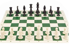 Tournament Chess Set 95mm SINGLE Weighted Pieces with ROLL UP Board Tournament Chess Set 95mm SINGLE Weighted Pieces with ROLL UP Board