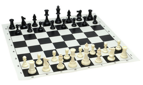 Tournament Chess Set 95mm DOUBLE Weighted Pieces with ROLL UP Board