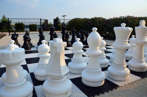 SUPER COMBO Giant Chess Set with Plastic Board, Checkers and Storage Bags