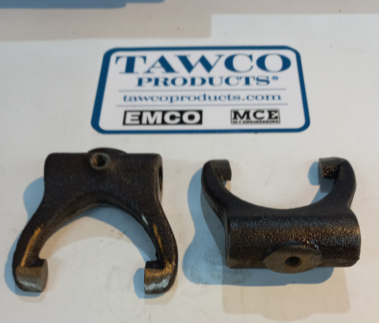 Old style MCE dog clutch fork made from cast iron.