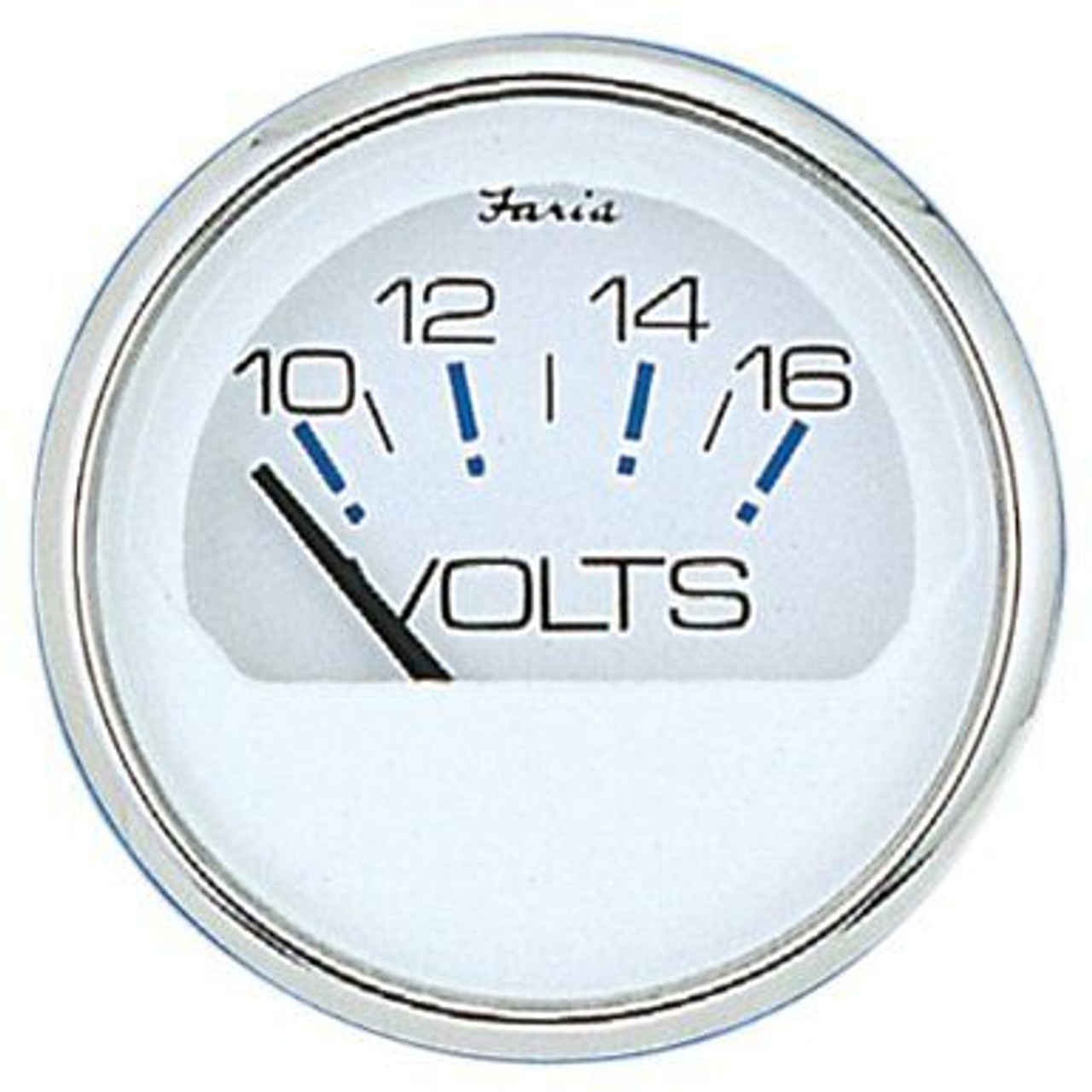 Faria Volts gauge White face + Chrome bezel 2" Diameter TAWCO PRODUCTS