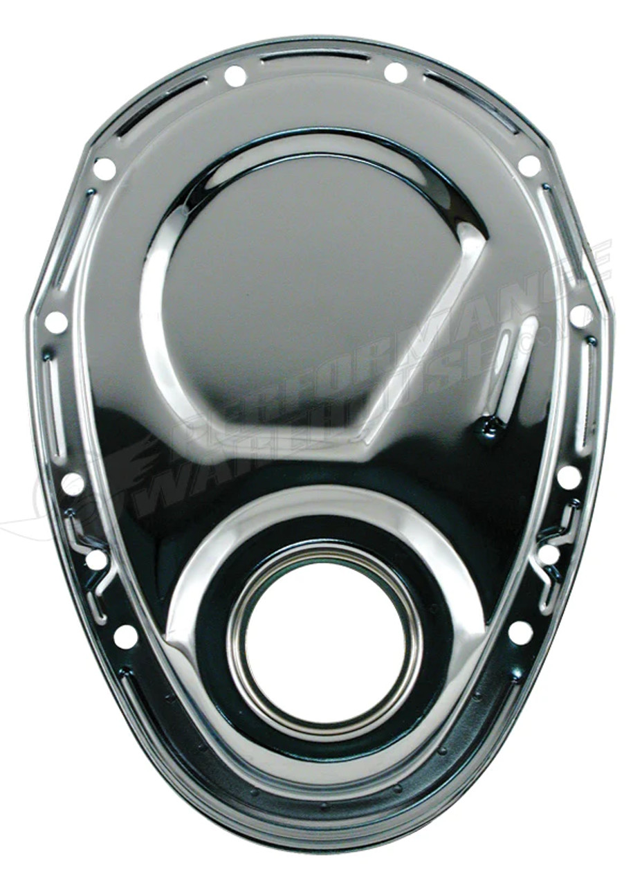 Chrome steel timing cover Chev SBC
