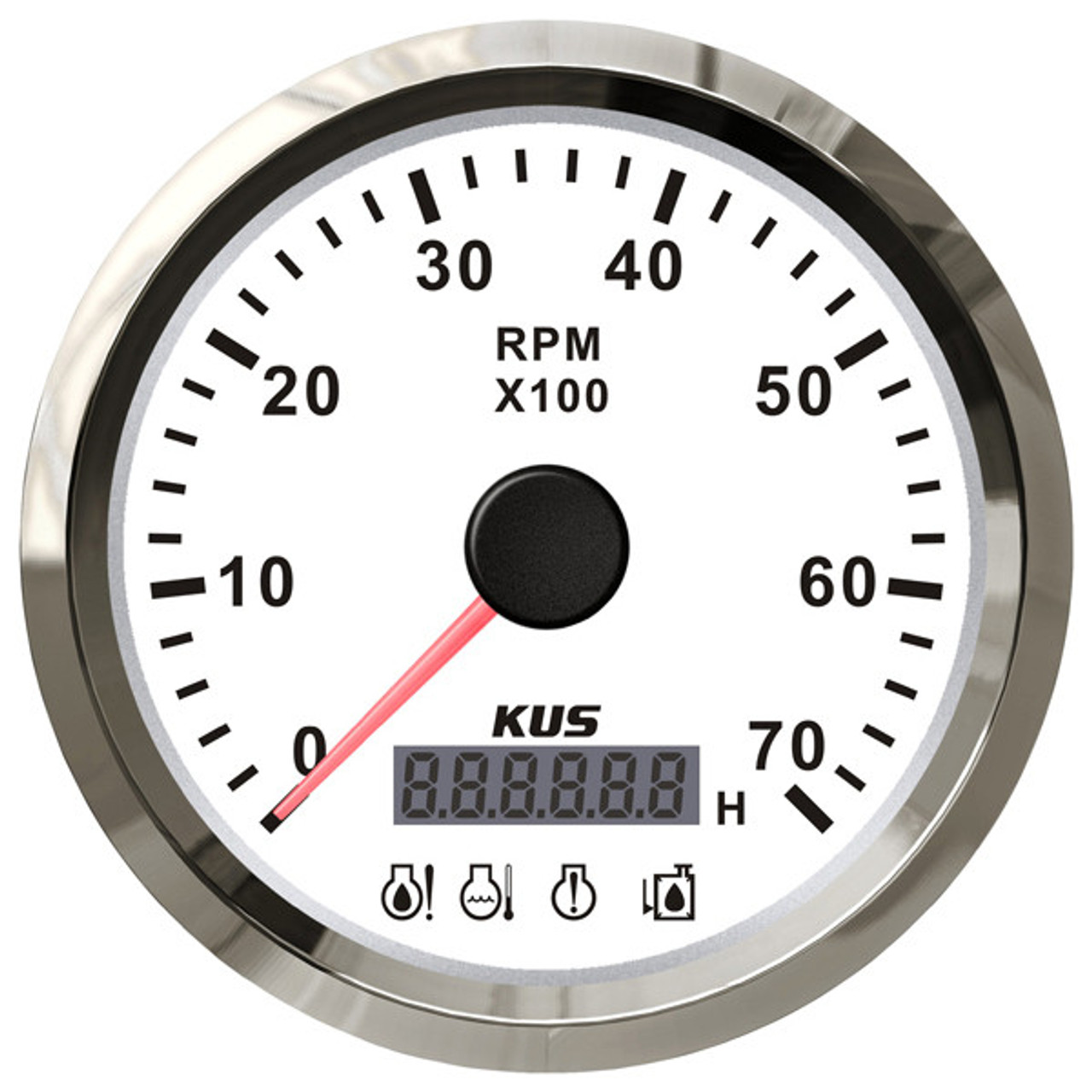 KUS Tacho/Hour meter white face. 85mm