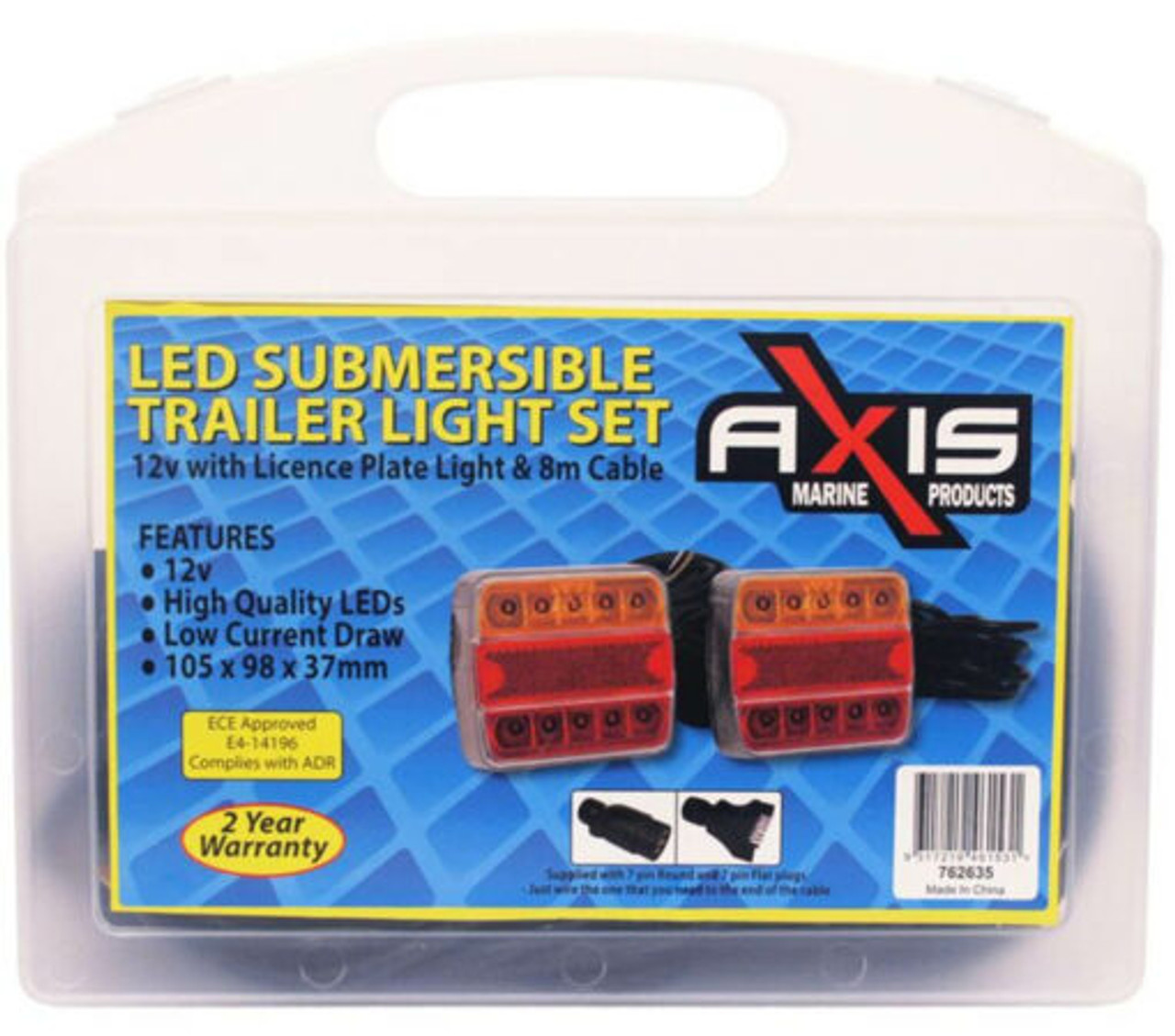 LED Trailer Light Set with 8M Cable & 3 x 7-Pin Plugs