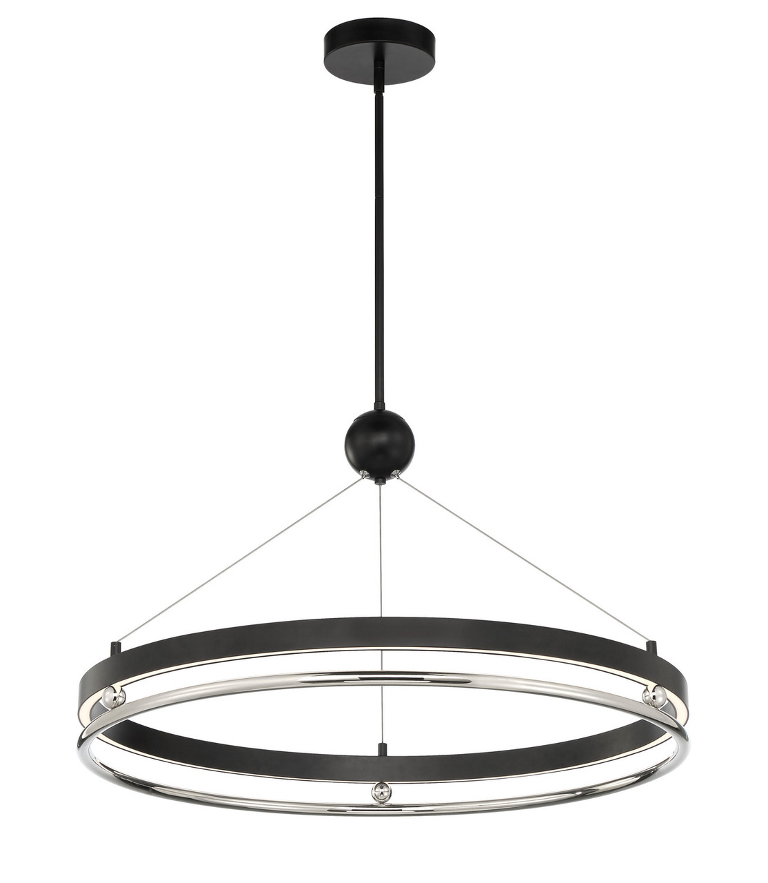 Grande Illusion LED Pendant in Coal W/ Polished Nickel Highli