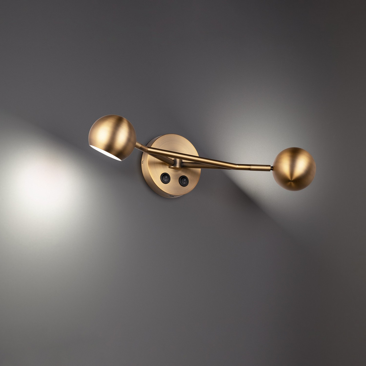 Duplex LED Task Light in Aged Brass